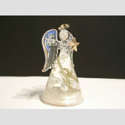 Engle - Hndlavede Glas Engle Med Guldbelagte Kanter - "Hvid Perle" - 9cm