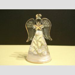 Engle - Hndlavede Glas Engle Med Guldbelagte Kanter - "Hvid Perle" - 9cm