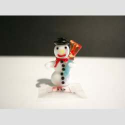 Glasfigurer - Snemand I Glas - Mini - Med Orange Kost - 3cm