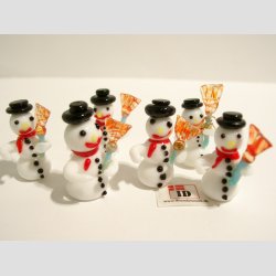 Glasfigurer - Snemand I Glas - Mini - Med Orange Kost - 3cm