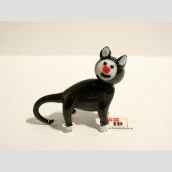 Kat - Sorte Glas Katte - Stende - 5cm