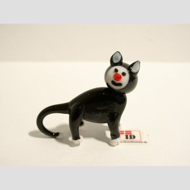 Kat - Sorte Glas Katte - Stende - 5cm ID Deko1