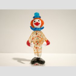 Glaskunst - Klovn - Med Rd Nse og Bl Hat - 9cm