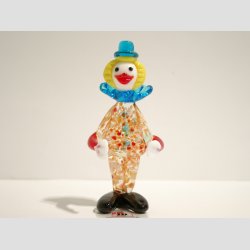 Glaskunst - Klovn - Med Rd Nse og Bl Hat - 9cm