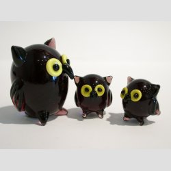 Glaskunst - Glas Ugle Figur - Rund Lilla