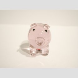 Glasfigur - Gris - Klar/Lyserd/Rund - 4cm til 5cm