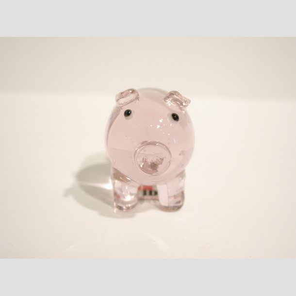 Glasfigur - Gris - Klar/Lyserd/Rund - 4cm til 5cm Stor