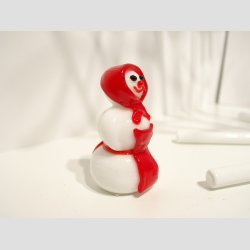 Glasfigur - Snepige Frk. T - Rd/Hvid - Glas - 5,5cm