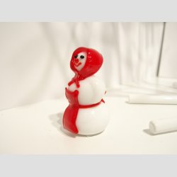 Glasfigur - Snepige Frk. T - Rd/Hvid - Glas - 5,5cm