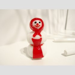 Glasfigur - Snepige Frk. T - Rd/Hvid - Glas - 5,5cm