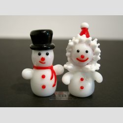 Julefigur - Glas Snemand og Snepige Vinter &amp; Frost - 4cm