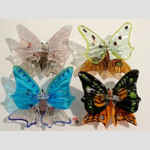 Glasfigur Sommerfugle - Ophng - Med Stltrd - 8cm