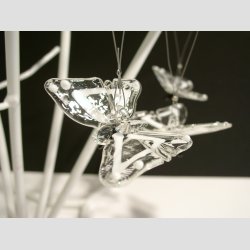 Hngende Glasfigur - Glas Sommerfugle - Klar/Hvid - 5cm