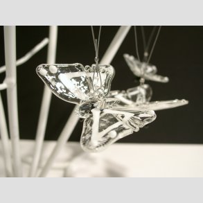 Hngende Glasfigur - Glas Sommerfugle - Klar/Hvid - 5cm