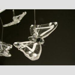 Hngende Glasfigur - Glas Sommerfugle - Klar/Hvid - 5cm