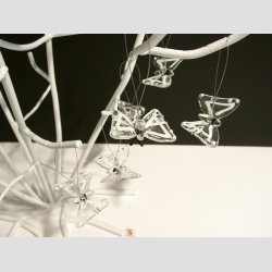 Hngende Glasfigur - Glas Sommerfugle - Klar/Hvid - 5cm