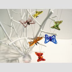 Glaskunst - Hngende Glas Sommerfugle - 6 Farver - 5,50cm