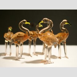 Glasdyr - Glas Flamingo - Klar Brun Med Gul Nb - 6cm