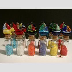 Lykkeglas - Med Glas Sejlskib - 8cm - 1 St Med 6 Asst.