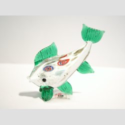 Guldfisk - Glas Fisk - Med Millefiori og Guld Kant - 7cm