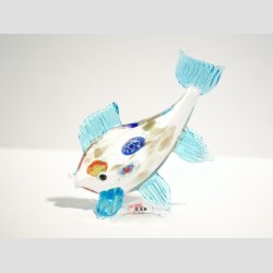 Guldfisk - Glas Fisk - Med Millefiori og Guld Kant - 7cm