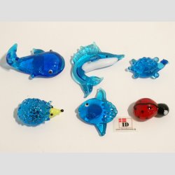 Glas Magnet - Bl� Fisk mv