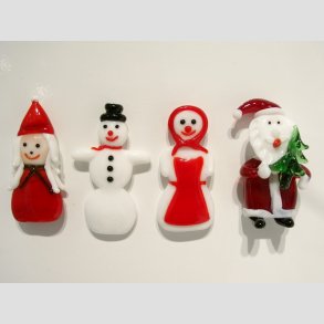 Julepynt - Jule Magneter Figur I Glas - 5-6cm