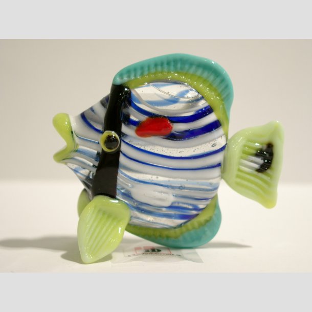 Glas Fisk - Kraftig Massiv Med Striber - 4 Farver - 7cm Gul