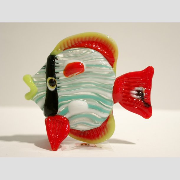 Glas Fisk - Kraftig Massiv Med Striber - 4 Farver - 7cm R&oslash;d