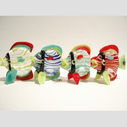 Glas Fisk - Kraftig Massiv Med Striber - 4 Farver - 7cm