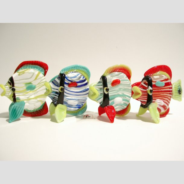 Glas Fisk - Kraftig Massiv Med Striber - 4 Farver - 7cm