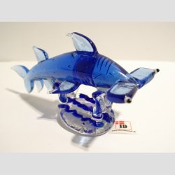 Hammerhaj P Koral - Med jne - Klar/Bl Glas - 12cm
