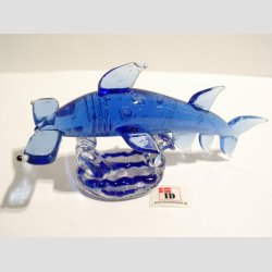 Hammerhaj P Koral - Med jne - Klar/Bl Glas - 12cm