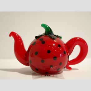 Glaskunst - Rd Jordbr Tekande - 8cm