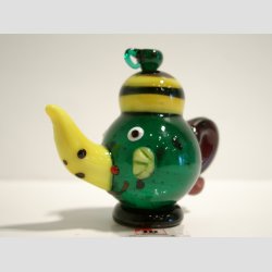 Glaskunst - Grn Glas Tekande Med Ansigt - 7cm