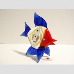 Glas Fisk - Klar/Hvid/Rd - Bl Finne - 10cm