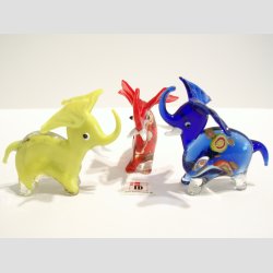 Glasfigur - Glas Millefiori Elefanter - 7cm