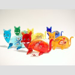 Glas Kat - Med Millefiori - 7cm