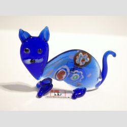 Glas Kat - Med Millefiori - 7cm