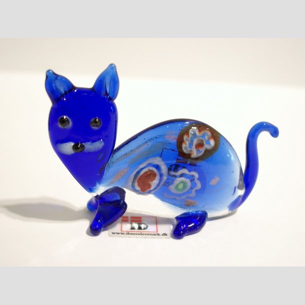 Glas Kat - Med Millefiori - 7cm Bl&aring;