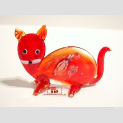 Glas Kat - Med Millefiori - 7cm
