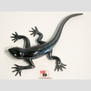 Dyrefigur - Lizard gle - Gecko Glas Firben - Gr/Sort/Slv farvet - 12cm