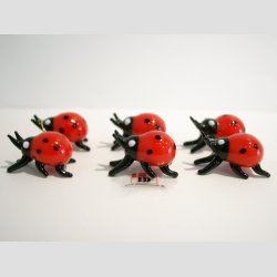 Glasfigurer - Mini Glas Marieh�ne - R�d/Sort - 3cm