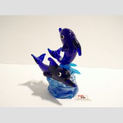 Delfin Figur - To Mrkebl Delfiner P Blge - 8cm