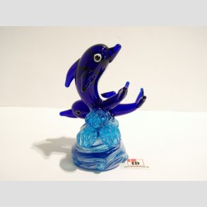 Delfin Figur - To Mrkebl Delfiner P Blge - 8cm