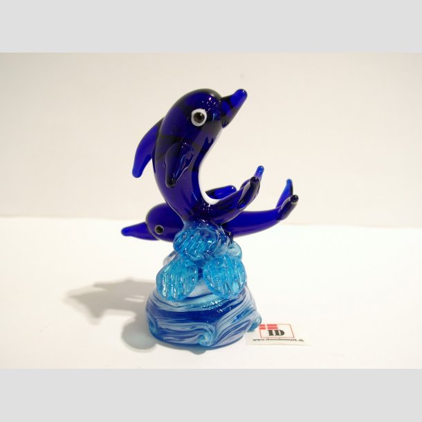 Delfin Figur - To Mrkebl Delfiner P Blge - 8cm