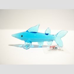 Glas Haj - Mini - Lysebl - 5cm