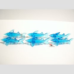 Glas Haj - Mini - Lysebl - 5cm