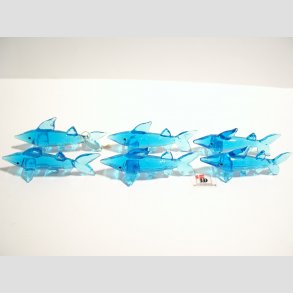 Glas Haj - Mini - Lysebl - 5cm