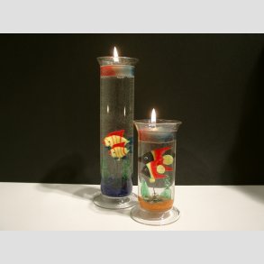 Seaweed Fisk, Glas Sand og Lys i Cylinder Glas